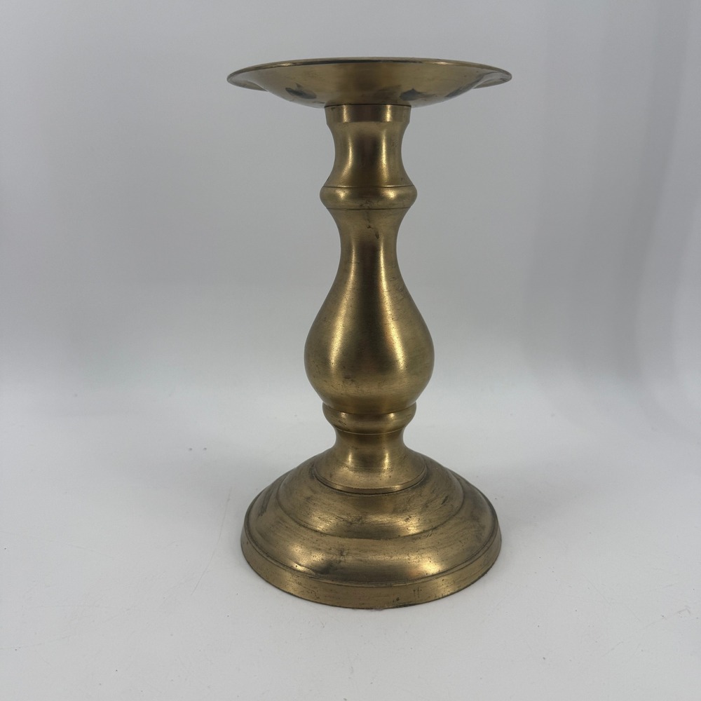 Brass Pillar Candle Holder Home Decor 8.5in Gold Vintage Baluster Style